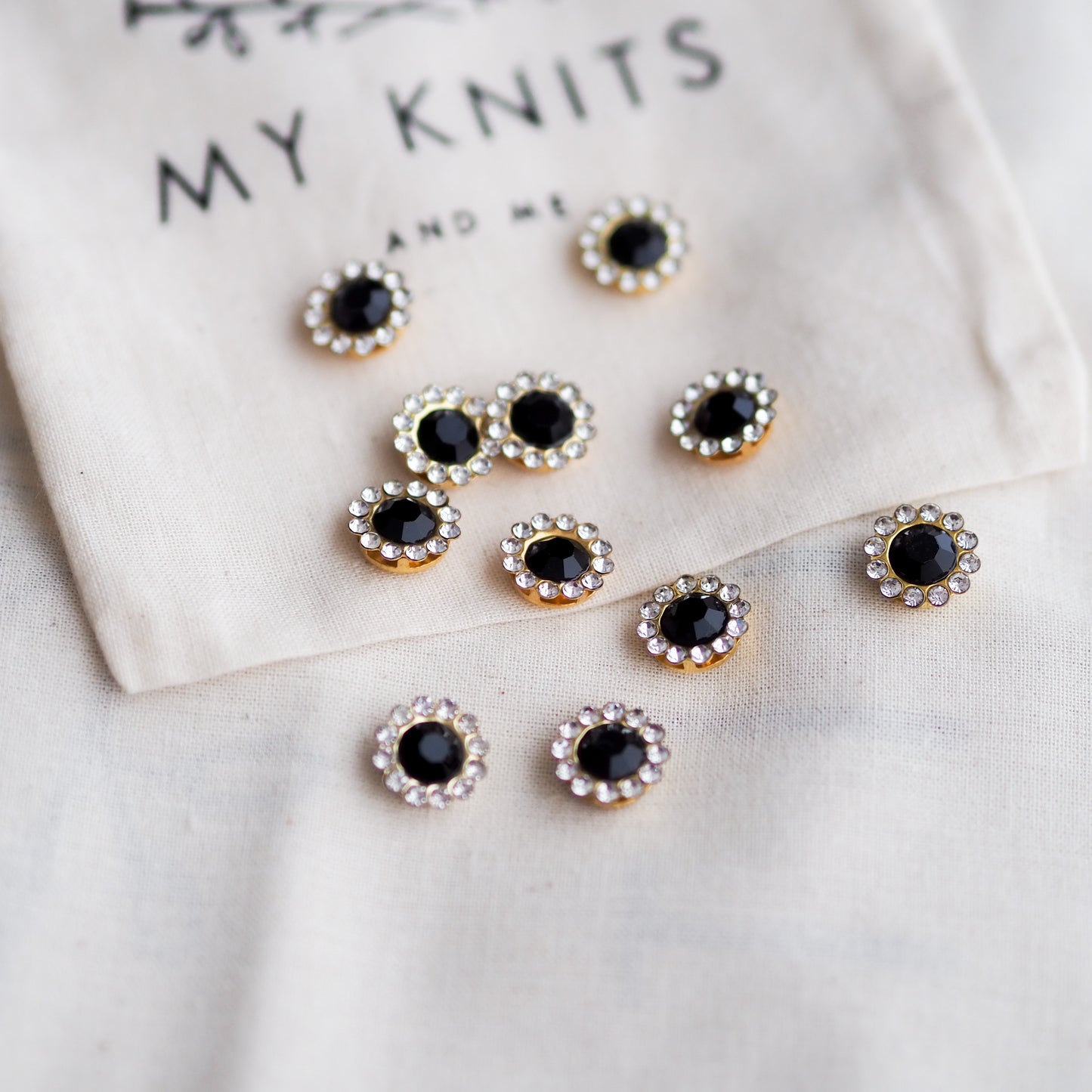 Bling knapper små svart