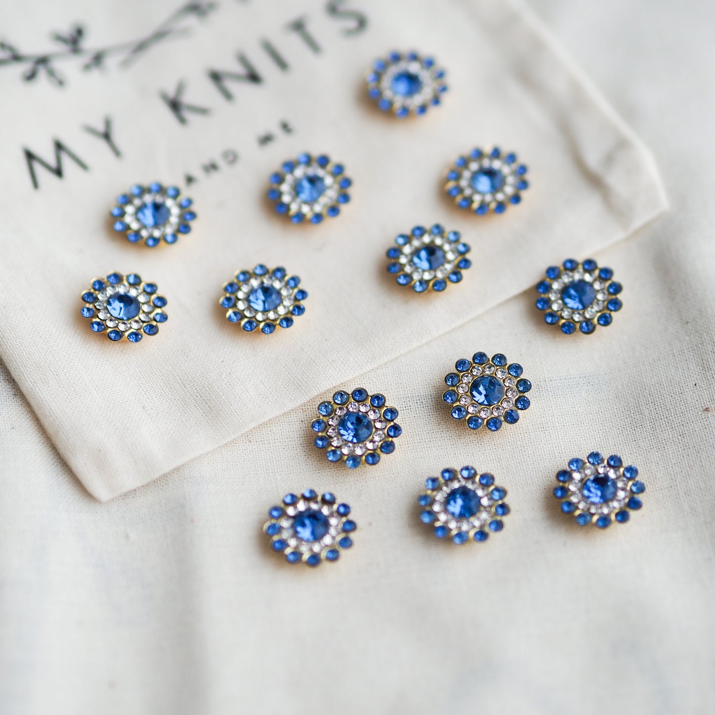 Bling knapper medium blå